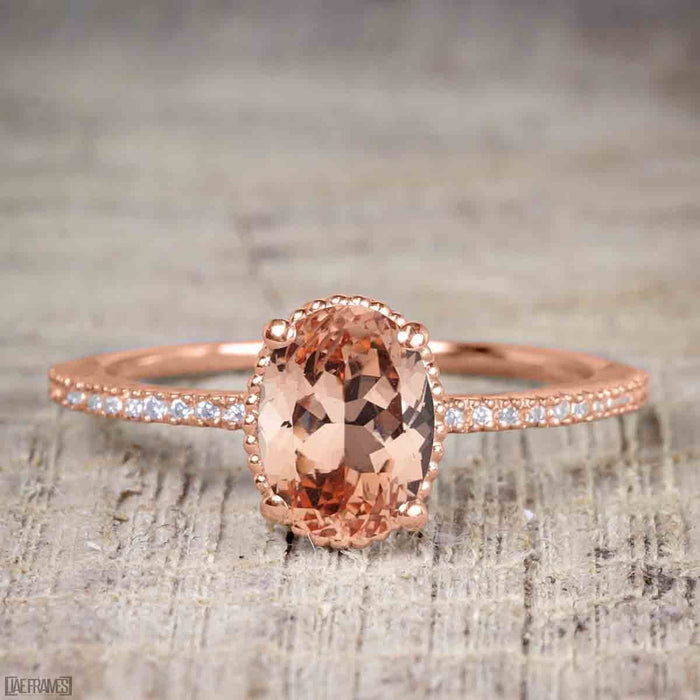 1.25 Carat Oval Cut Morganite Solitaire Engagement Ring in Rose Gold