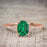 Artdeco 1.25 Carat Oval cut Emerald and Diamond Wedding Bridal Ring Set in Rose Gold