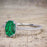 Perfect 1.25 Carat Oval cut Emerald and Diamond Bridal Ring Set in White Gold