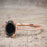 Perfect 1.50 Carat Oval Cut Black Diamond Bridal Ring Set in Rose Gold