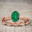 1.50 Carat Oval cut Emerald and Diamond Solitaire Trio Wedding Bridal Ring Set in Rose Gold