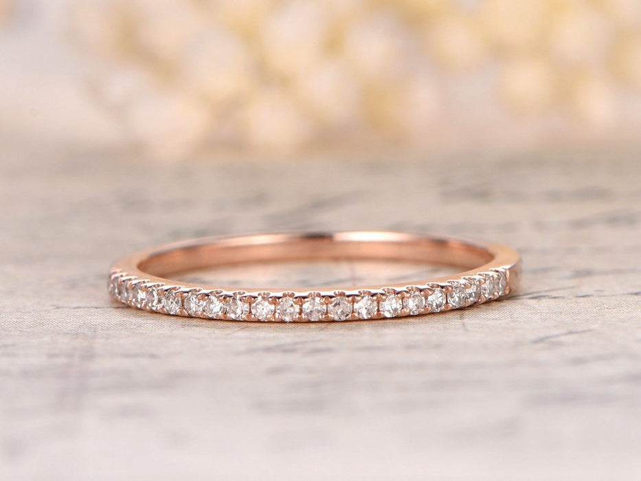 .25 Carat Semi Eternity Wedding Ring Band for Women in Rose Gold