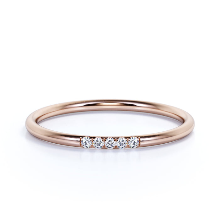 5 Stone Stackable Wedding Ring in Rose Gold