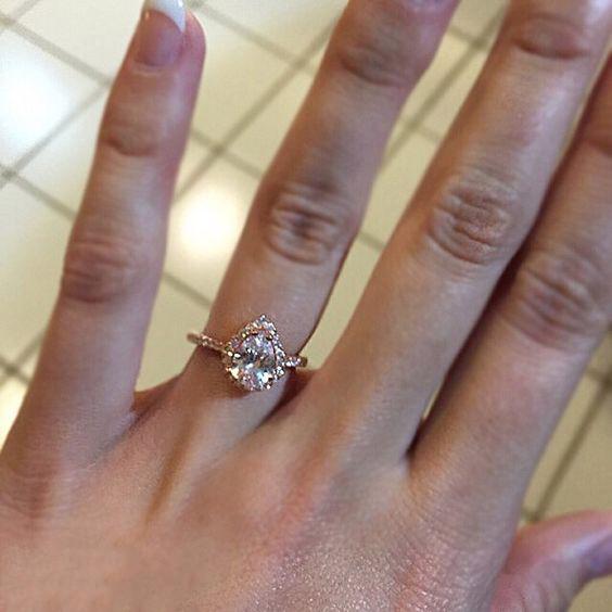 1.5 Carat Pear Cut Halo Engagement Ring in Rose Gold over Sterling Silver