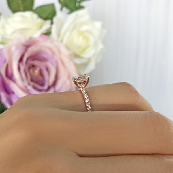 1.25 Carat Oval Cut Accented Engagement Ring in Rose Gold over Sterling Silver