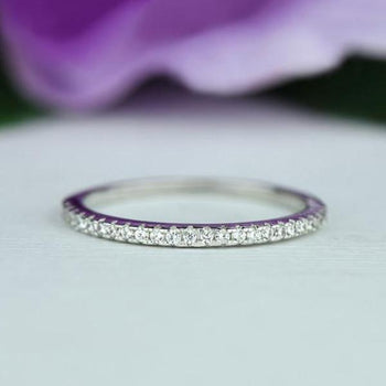 0.25 Half Eternity Wedding Band in White Gold over Sterling Silver