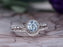 Unique 1.25 Carat Round Cut Aquamarine and Diamond Wedding Set in Rose Gold