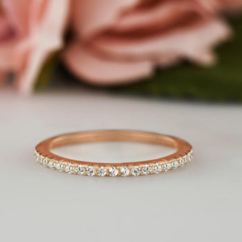 0.25 Half Eternity Wedding Band in Rose Gold over Sterling Silver