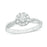 1/2 CT.T.W. Round Cut Diamond Halo Twist Engagement Ring in White Gold