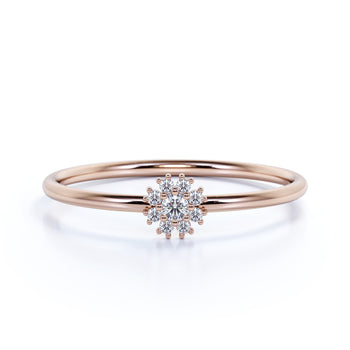 Stunning Round Cut Diamond Mini Stacking Ring in Rose Gold