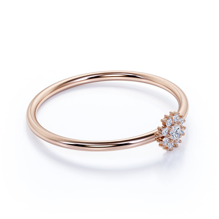 Stunning Round Cut Diamond Mini Stacking Ring in Rose Gold