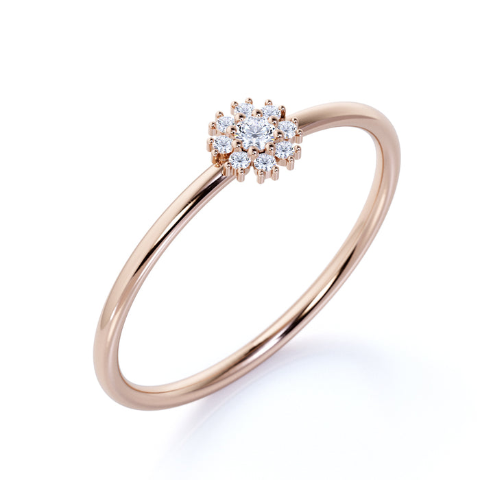 Stunning Round Cut Diamond Mini Stacking Ring in Rose Gold