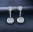 Two Stone 3 Carat Round Cut Moissanite Drop Stud Earrings in White Gold