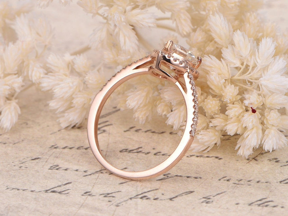 1.5 Carat Heart Shape Moissanite and Diamond Engagement Ring in Rose Gold