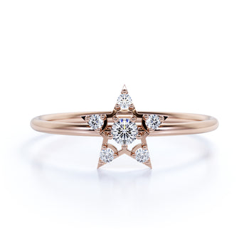 Stunning Star Shape Stacking Ring with Round Diamonds in Rose Gold