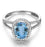 Split shank 1.50 Carat Oval cut Aquamarine and Diamond Halo Engagement Ring in White Gold