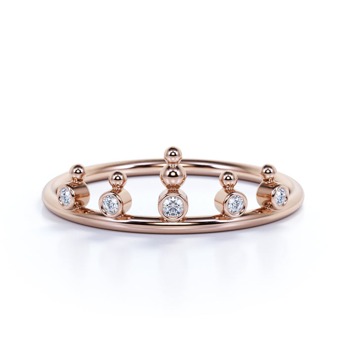 5 Stone Tiara Design Stacking Ring in Rose Gold
