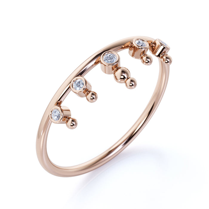 5 Stone Tiara Design Stacking Ring in Rose Gold