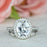 Art Deco 3.25 Carat Oval Cut Halo Bridal Ring Set in White Gold over Sterling Silver