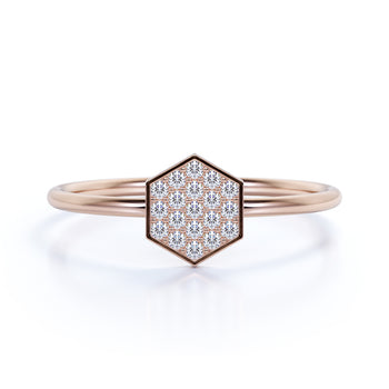 Hexagon Shaped Mini Stacking Ring in Rose Gold