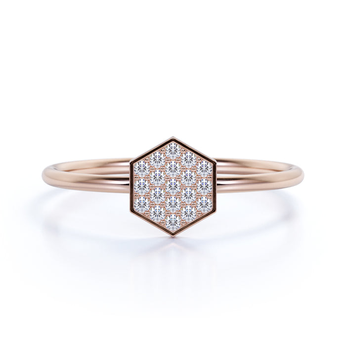 Hexagon Shaped Mini Stacking Ring in Rose Gold