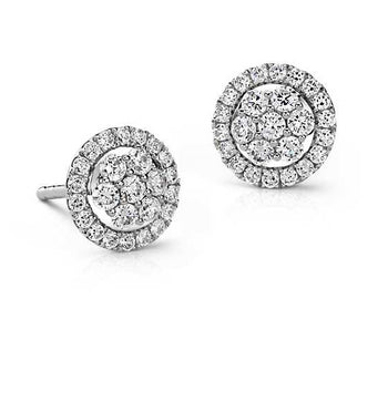 Cluster .50 Carat Round Cut Diamond Stud Earrings in White Gold