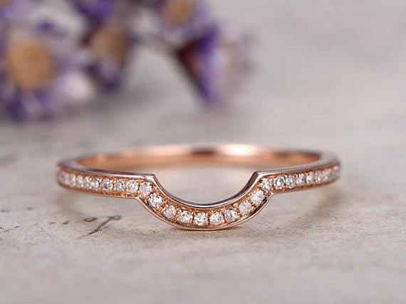 Semi Eternity .50 Carat Round cut Diamond Wedding Ring Band in Rose Gold