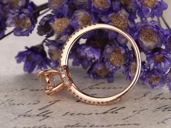 Bestselling 1.25 Carat Oval Cut Morganite and Diamond Engagement Ring in Rose Gold