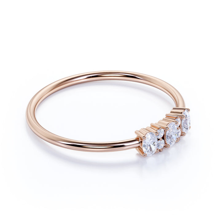 6 Stone Stacking Wedding Ring Band in Rose Gold