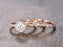 2 Carat Round Cut Antique Moissanite and Diamond Trio Ring Set in Rose Gold
