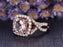 Huge 3 Carat Cushion Cut Morganite and Diamond Art Deco Wedding Ring in Rose Gold