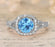 Bestselling 1.50 Carat Round cut Aquamarine and Diamond Halo Engagement Ring for Her in White Gold