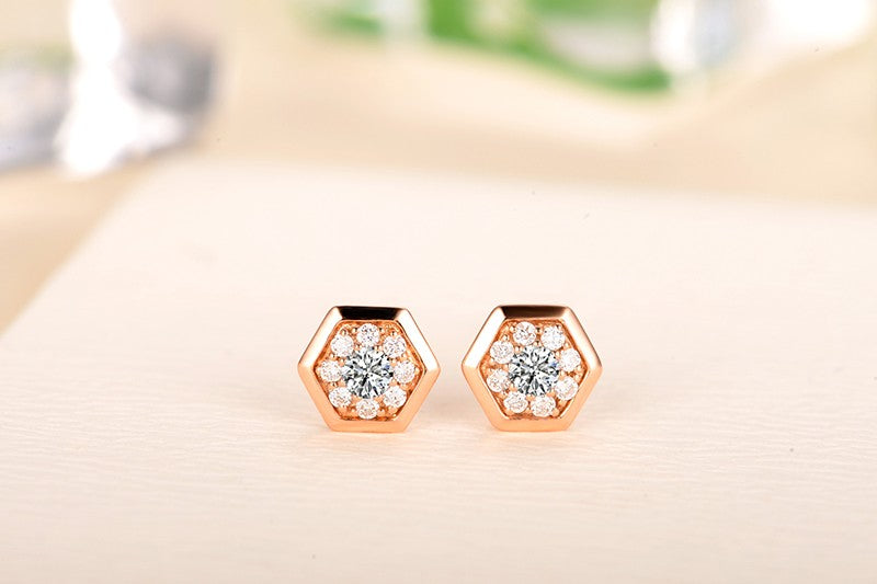 Cluster .25 Carat Round Cut Diamond Floral Stud Earrings in Rose Gold