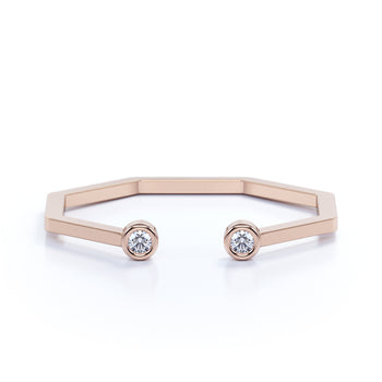 Geometric Bezel Set Diamond Stacking Ring in Rose Gold