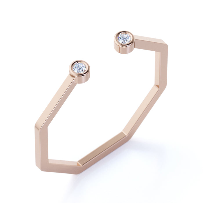 Geometric Bezel Set Diamond Stacking Ring in Rose Gold