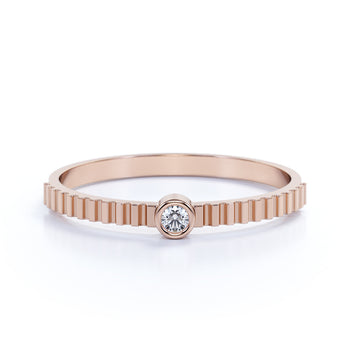 Solitaire Bezel Set Diamond Stacking Ring in Rose Gold