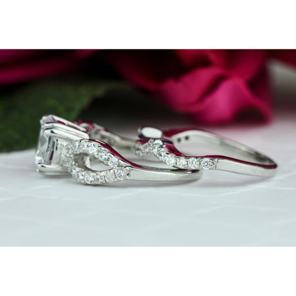 2.25 Carat Round Cut Infinity Gatsby Wedding Ring Set over Sterling Silver