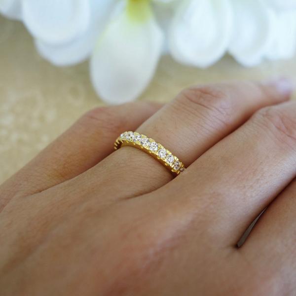 0.5 Carat Eternity Wedding Band in Yellow Gold over Sterling Silver