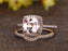 Perfect 2 Carat Cushion Cut Morganite and Diamond Halo Bridal Ring Set in Rose Gold