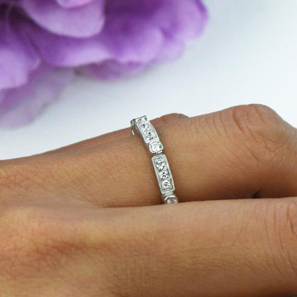 0.5 Carat Modern Art Deco Eternity Band in White Gold over Sterling Silver