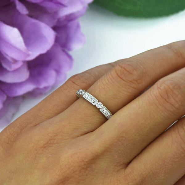 0.5 Carat Modern Art Deco Eternity Band in White Gold over Sterling Silver