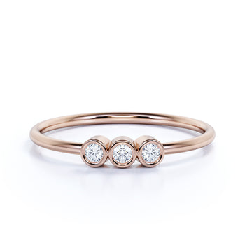 Elegant Round Cut Diamond Trio Stacking Ring in Rose Gold