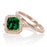 1.5 Carat Bestselling Princess Halo Bridal Set with Emerald and Diamond on Rose Gold