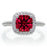1.5 Carat Cushion Cut Designer Ruby and Diamond Halo Engagement Ring