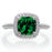 1.5 Carat Cushion Cut Designer Emerald and Diamond Halo Engagement Ring