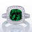 1.5 Carat Cushion Cut Emerald and Diamond Halo Vintage Engagement Ring