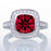 1.5 Carat Cushion Cut Ruby and Diamond Halo Vintage Engagement Ring
