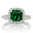 1.5 Carat Cushion Cut Emerald Halo Engagement Ring