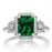 1.5 Carat Emerald Cut Three Stone Emerald Halo Diamond Ring