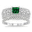 1.5 Carat Emerald & Diamond Antique Bridal Set Engagement Ring on White Gold